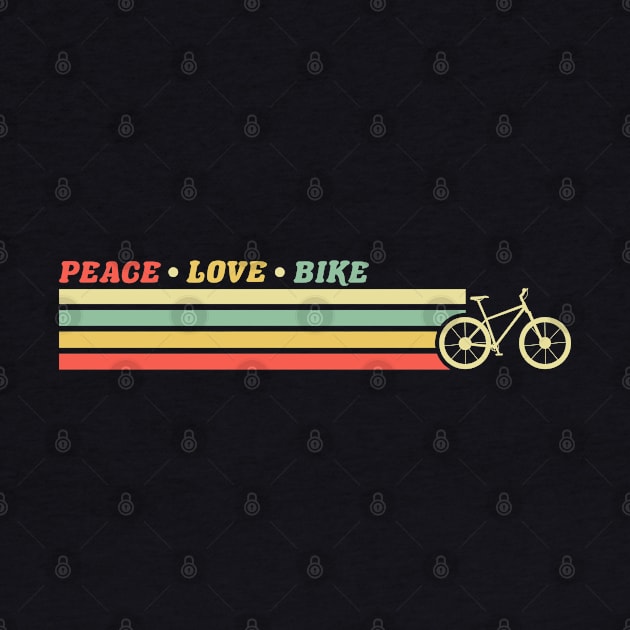 PEACE LOVE BIKE RETRO STRIPES by JWOLF